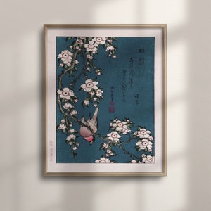 Vintage Japanese Botanical Art, Flower and Bird Wall Decor, Asian Inspired Art, Unique Vintage Flower Prints, Botanical Wall Art, C16-1379