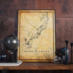 Sharm el Sheikh Vintage Map Poster Wall Art | City Artwork Print | Antique, rustic, old style Home Decor | Egypt prints gift | M720