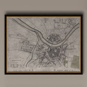 Vintage Dresden Map Print: 19th Century Germany Wall Art