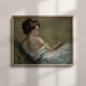 Antique Woman Portrait, Vintage Oil Painting Print, Neutral Wall Art, Classic Female Portrait, Vintage Home Decor, C16-96