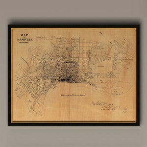Nashville kaart oude kaart van Nashville Tennessee 1860 restauratie stijl Vintage oude Nashville kaart MUUR kaart poster Home decor stratenplan, AM22