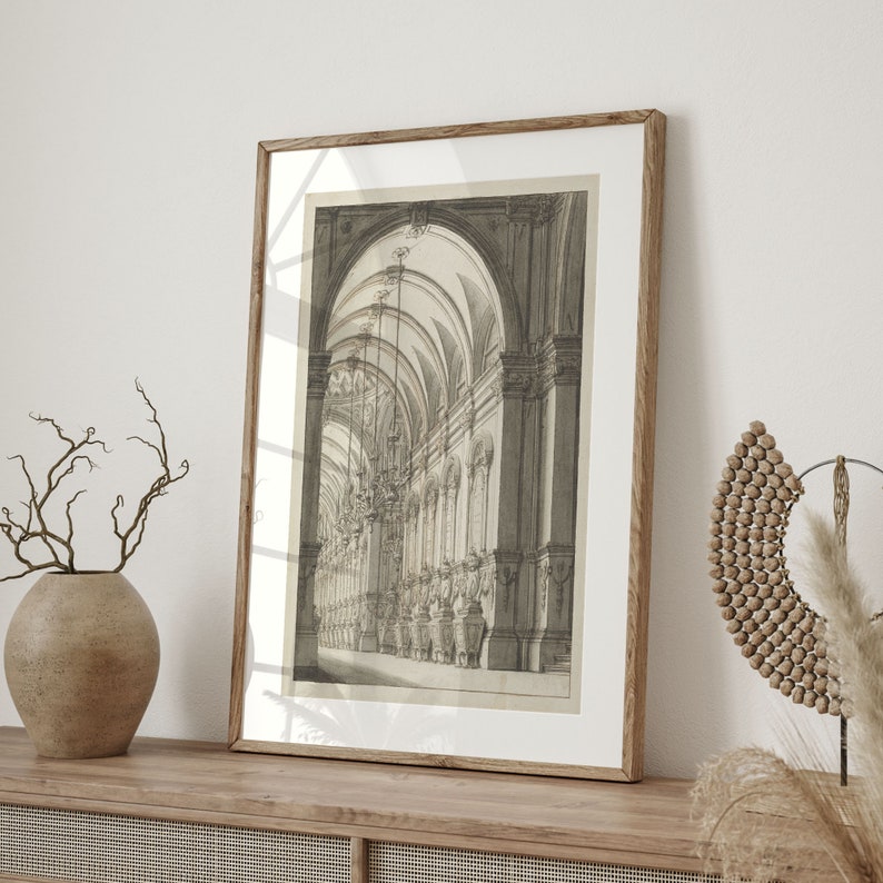 Antique Architecture Sketch Print: Vintage Etching Gallery Wall Art image 2