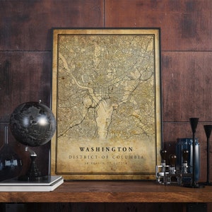 Washington Vintage Map Poster Wall Art | City Artwork Print | Antique, rustic, old style Home Decor | Columbia prints gift | VM21