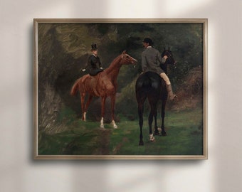 Vintage Horse Painting: Equestrian Art Print, Farmhouse Decor