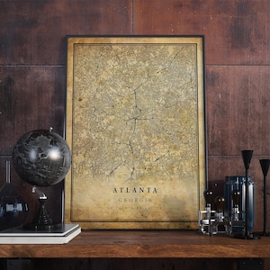 Atlanta Vintage Map Poster Wall Art | City Artwork Print | Antique, rustic, old style Home Decor | Georgia prints gift | VM38