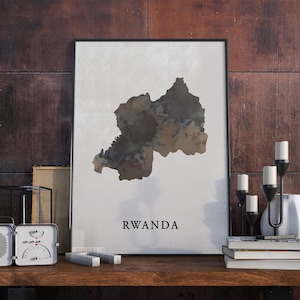 Rwanda vintage style map print, Rwanda map poster,  gift, Rwanda wall art decor, map print, gift for new grandma, VO172