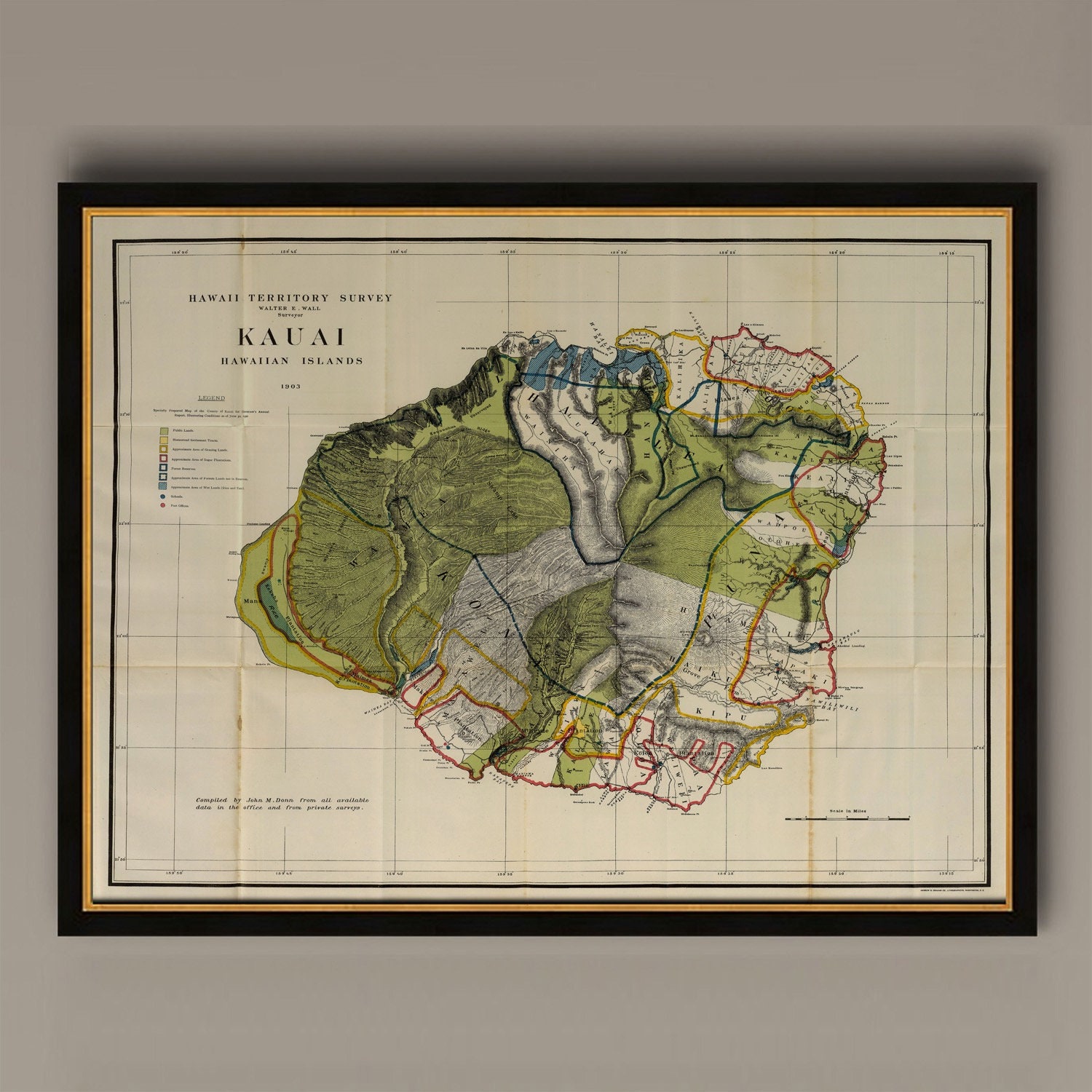 Vintage Kauai Map Print: 1906 Hawaiian Islands Wall Art - Etsy