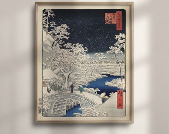 Hiroshige Meguro Drum Bridge Print: Japanese Ukiyo-e Art