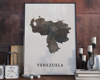 Venezuela Map Print: Vintage Style Wall Art Decor