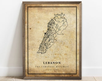 Vintage Lebanon Map Print: Country Road Wall Art