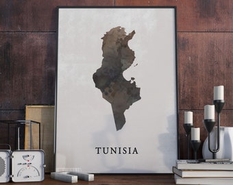 Tunisia Map Print: Vintage Style Travel Poster
