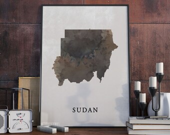 Sudan vintage style map print, Sudan map poster,  gift, Sudan wall art decor, map wall decal, gift for papa, VO178