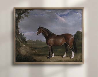 Vintage Horse Painting: Equestrian Farmhouse Wall Art