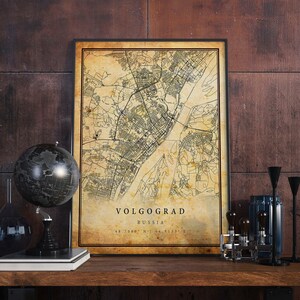 Volgograd Vintage Map Poster Wall Art | City Artwork Print | Antique, rustic, old style Home Decor | Russia prints gift | M545