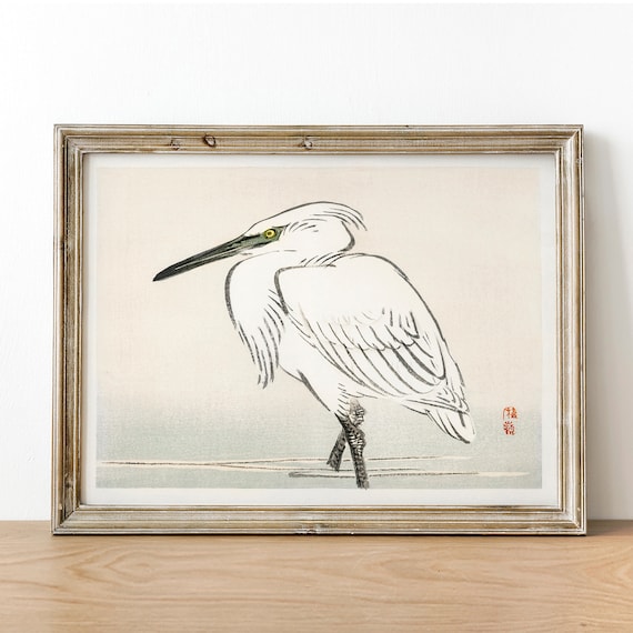 Antique Replica European Egret Art Print Antique Replica European Egret Art Print