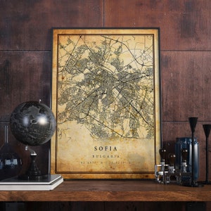 Sofia Vintage Map Poster Wall Art | City Artwork Print | Antique, rustic, old style Home Decor | Bulgaria prints gift | M533