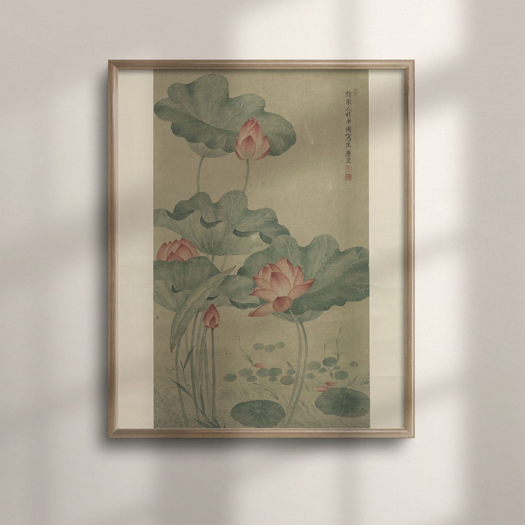 Chinoiserie Lotus Flower Art Print: Asian Botanical Wall Decor - Etsy