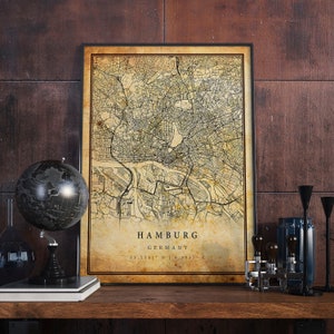 Hamburg Vintage Map Poster Wall Art | City Artwork Print | Antique, rustic, old style Home Decor | Germany prints gift | M526