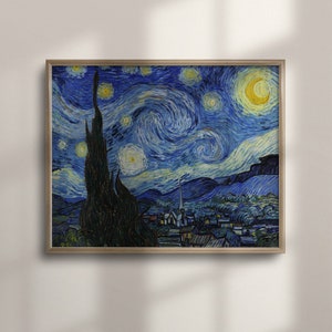 Sternennacht von Van Gogh, Kunstplakat in Museumsqualität, klassisches impressionistisches Wanddekor, berühmte niederländische Künstlerreproduktion, C16-275