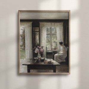 Victorian Woman Portrait: Antique Spring Still Life Art Print