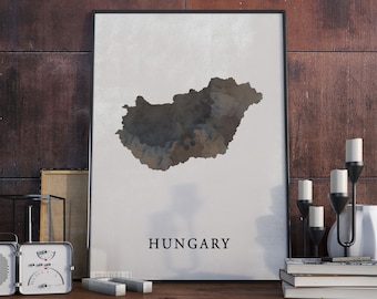 Hungary Map Print: Vintage Style Wall Art