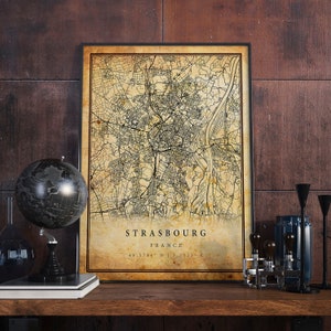 Strasbourg Vintage Map Poster Wall Art / City Artwork Print / Antique, rustic, old style Home Decor / Francia imprime regalo / M735