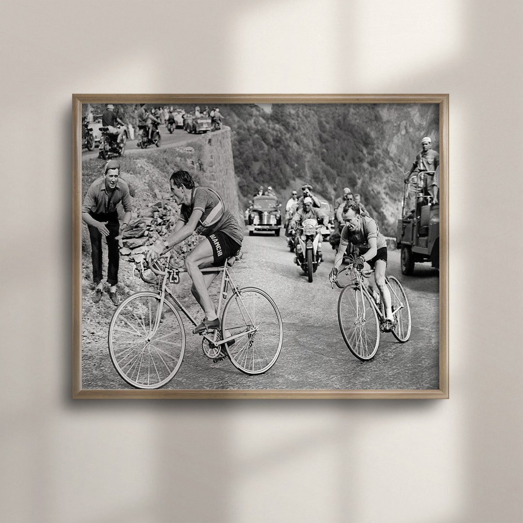 Vintage Tour De France, Fausto Coppi & Jean Robic Cycling Poster, Bike ...