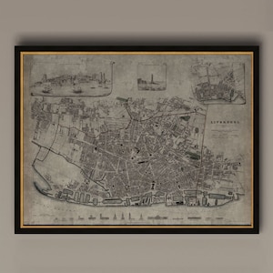 Vintage Liverpool England Map Print: 19th Century Wall Art