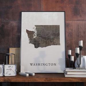 Washington vintage style map print, Washington map poster,  gift, Washington wall art decor, map print, gift for new home, VO54
