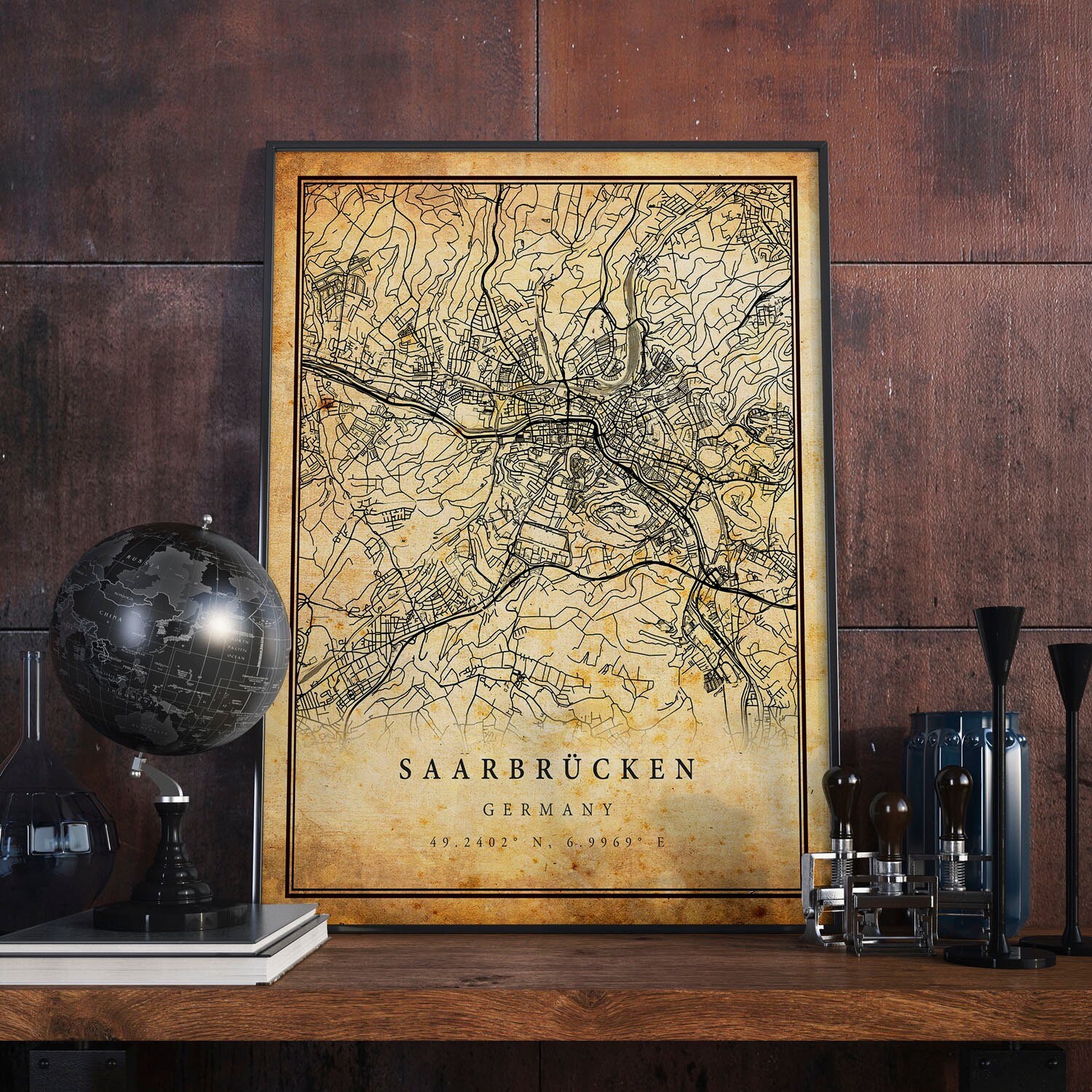 Saarbrücken Germany Map Art Print: Vintage City Home Decor