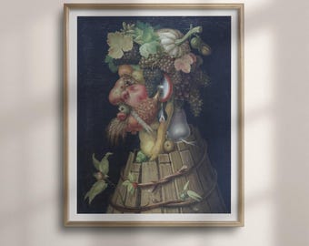 Autumn Print: Giuseppe Arcimboldo Fruit Portrait Wall Art, Renaissance Harvest Painting for Kitchen