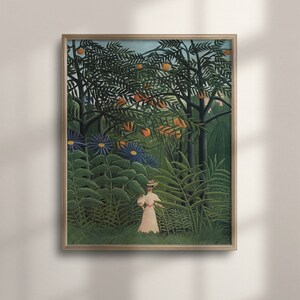 Henri Rousseau Dschungel Gemälde, Frau im exotischen Wald, Vintage Wandkunst, tropisches Dekor, viktorianischen Edwardian Art Art, C16-1223