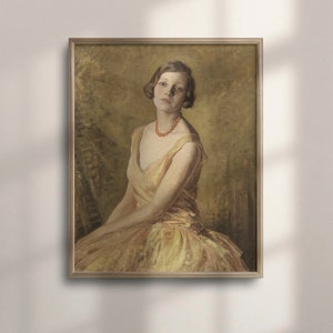 Antique Victorian Woman Portrait, Vintage Oil Painting, Elegant Bedroom Wall Decor, Moody People Art, Vintage Home Decor, C16-1149