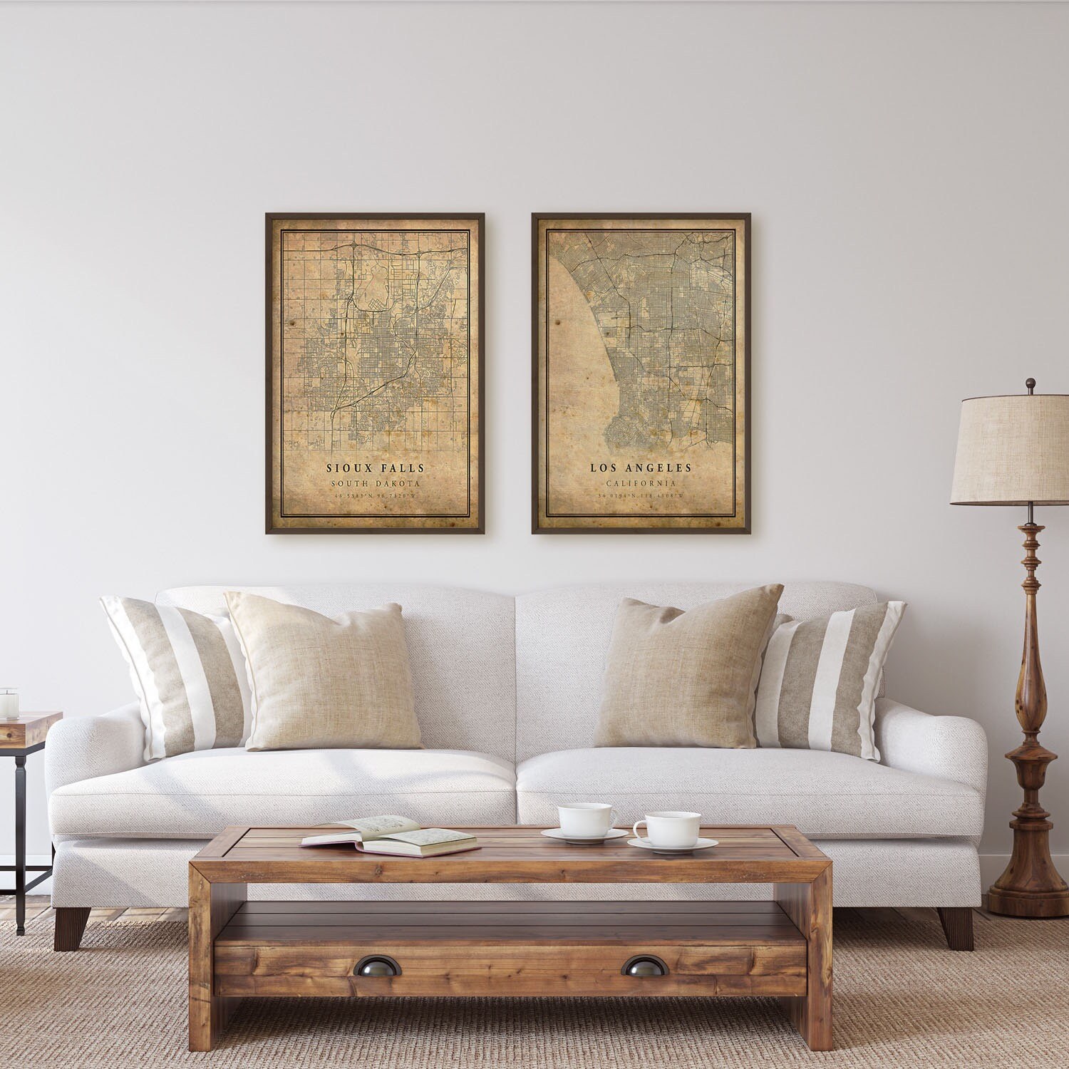 Sioux Falls Vintage Map Poster Wall Art City Artwork Print Etsy