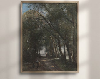 Vintage Forest Oil Painting: Classic Landscape Art Print