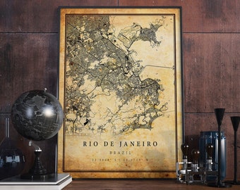 Rio de Janeiro Map Print: Vintage City Wall Art