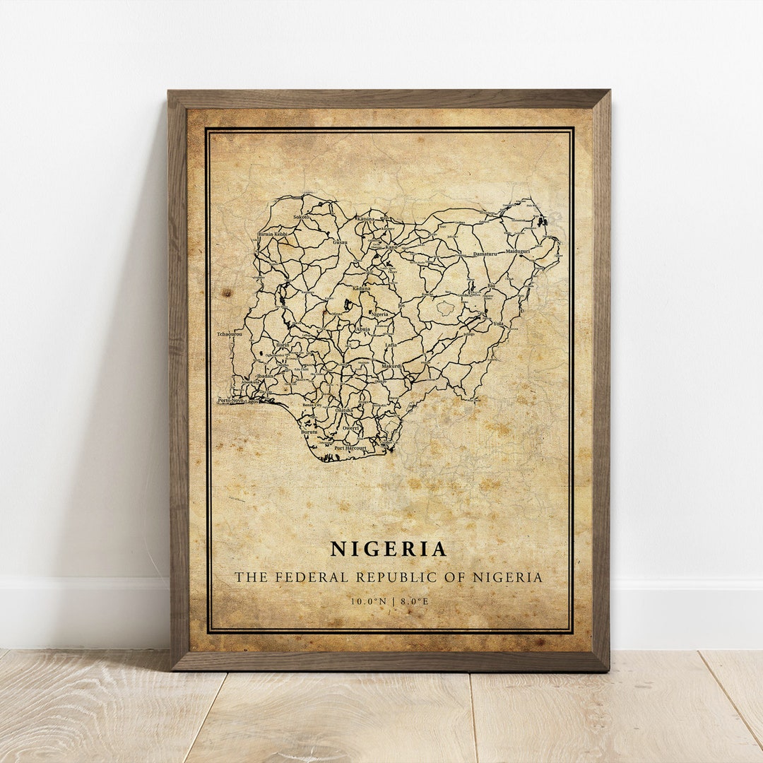 Nigeria Vintage Map Poster Print Country Street Road Map Wall Art nigeria-vintage-map-poster-print-country-street-road-map-wall-art