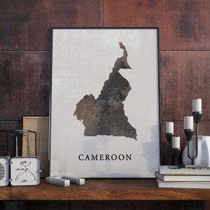 Cameroon vintage style map print, Cameroon map poster,  gift, Cameroon wall art decor, map wall decor, gift for a dad, VO141