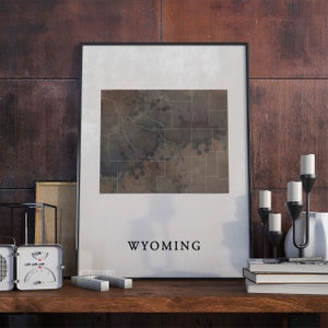 Wyoming vintage style map print, Wyoming map poster,  gift, Wyoming wall art decor, map gifts, gift for old friend, VO57