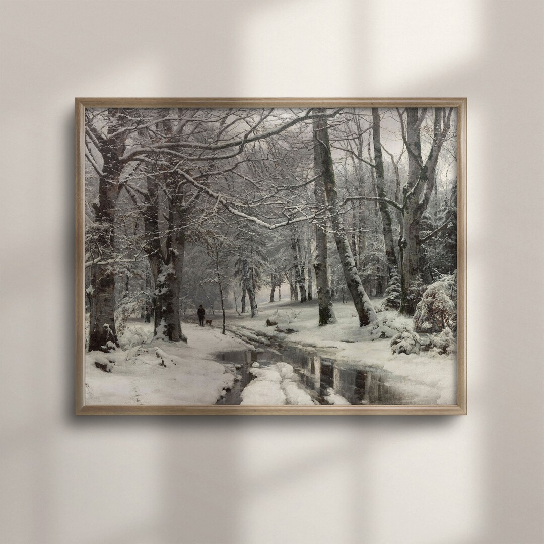Winter Landscape Art Print: Rustic Snow Scene Wall Decor - Etsy