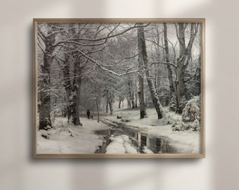 Winter Landscape Art Print: Rustic Snow Scene Wall Decor