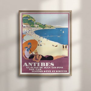 Vintage Antibes Poster, South of France Travel Decor, Retro Seaside Wall Art, Dorm Room Enhancement, Unique House Warming Gift, C16-983