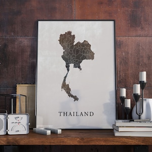 Thailand vintage style map print, Thailand map poster,  gift, Thailand wall art decor, vintage wall art, gift professor, VO228