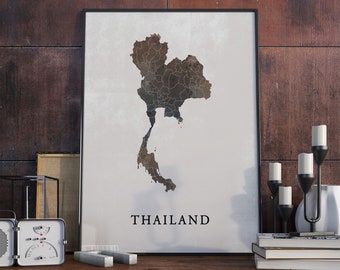 Thailand Map Print: Vintage Style Wall Art Decor