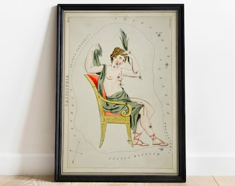 Cassiopeia Print: Antique Astronomical Chart, Vintage Space Art