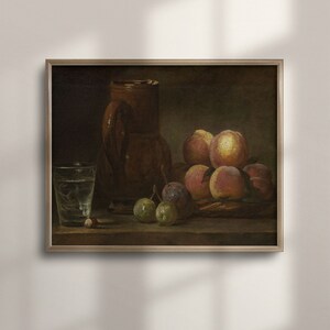 Vintage Fruit Still Life Oil Painting Print: Classic Kitchen Art