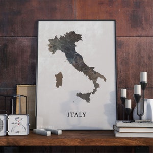 Vintage Style Italy Map Print: Italian Wall Art Decor