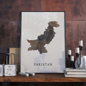 Pakistan vintage style map print, Pakistan map poster,  gift, Pakistan wall art decor, vintage travel print, gift mother, VO221