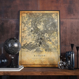 Riyadh Vintage Map Poster Wall Art | City Artwork Print | Antique, rustic, old style Home Decor | Saudi Arabia prints gift | M725