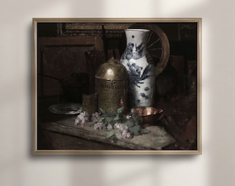 Vintage Floral Still Life Art Print: Classic Kitchen Decor